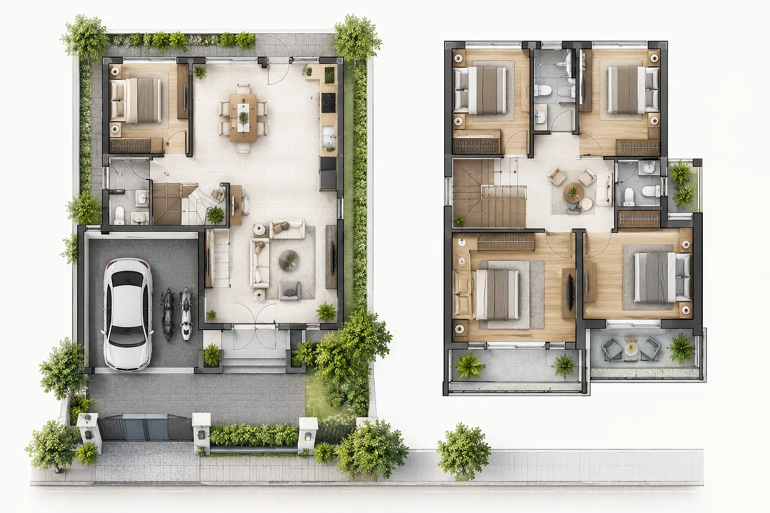 Nhà 2 Tầng Có Gara Ô Tô: Cách Bố Trí Gara Và Công Năng Hợp Lý